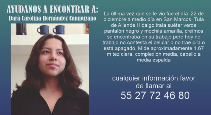 Buscan a Carolina Hernández; se extravió en Tula 
