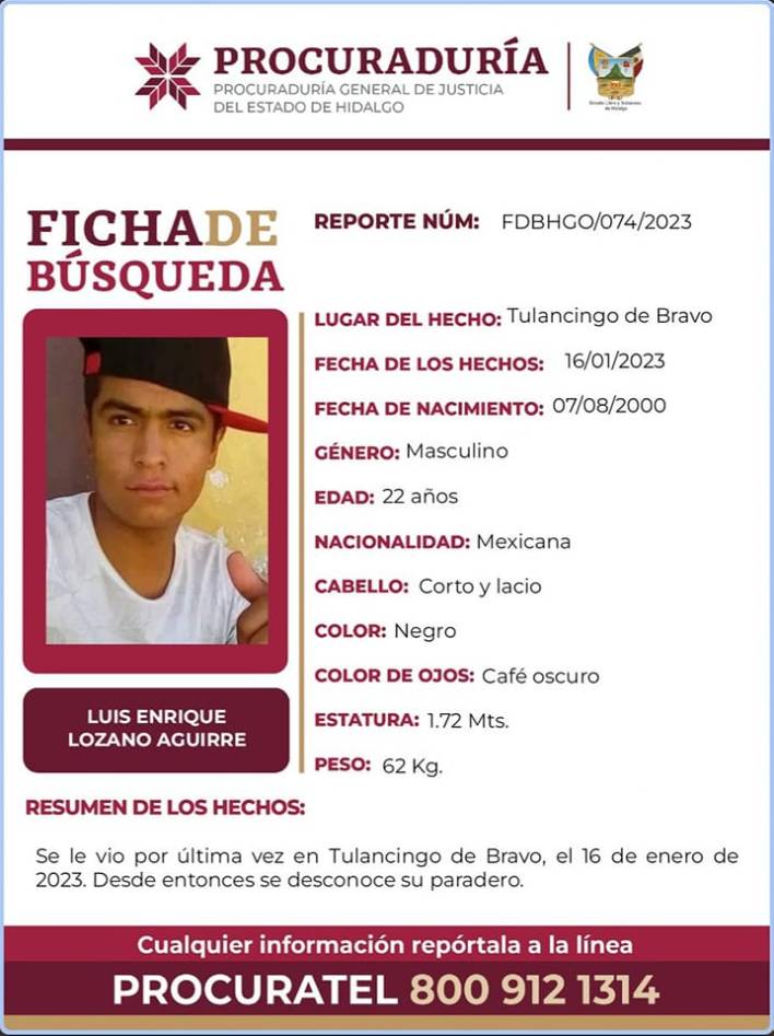 Buscan a Enrique Lozano; desapareció en Tulancingo