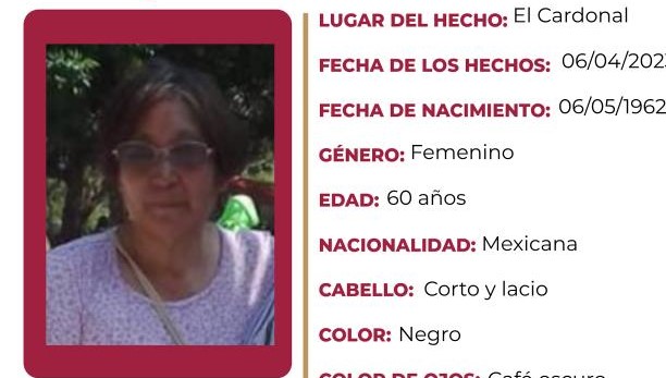 Se busca a Martha Castro Valdetano; se extravío en Cardonal