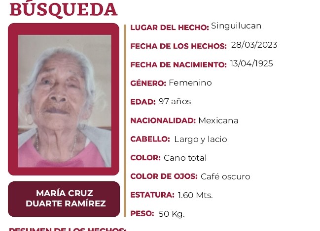 Buscan a María Cruz Duarte Ramírez; desapareció en Cuautepec